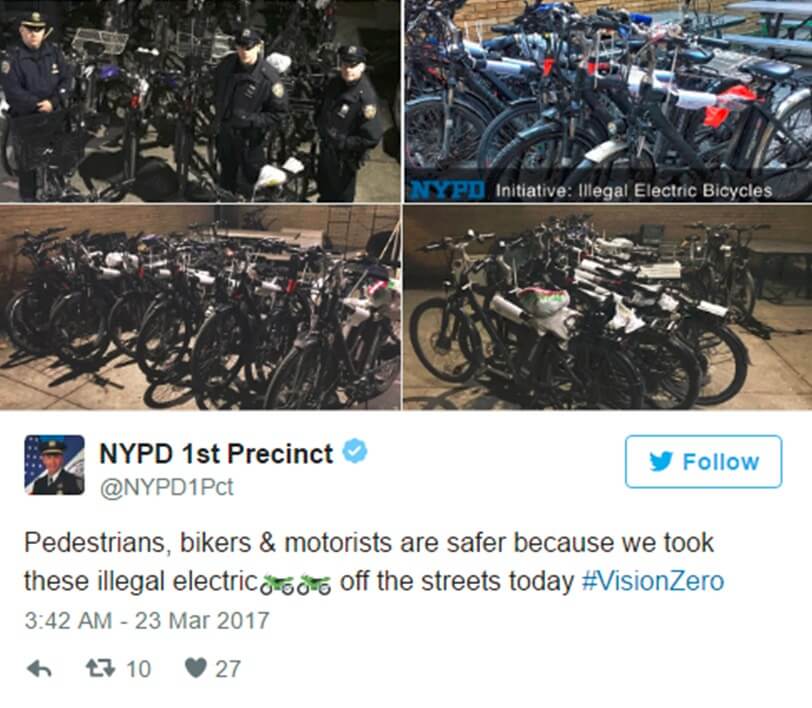 NYPD Twitter - New York ebike regulations