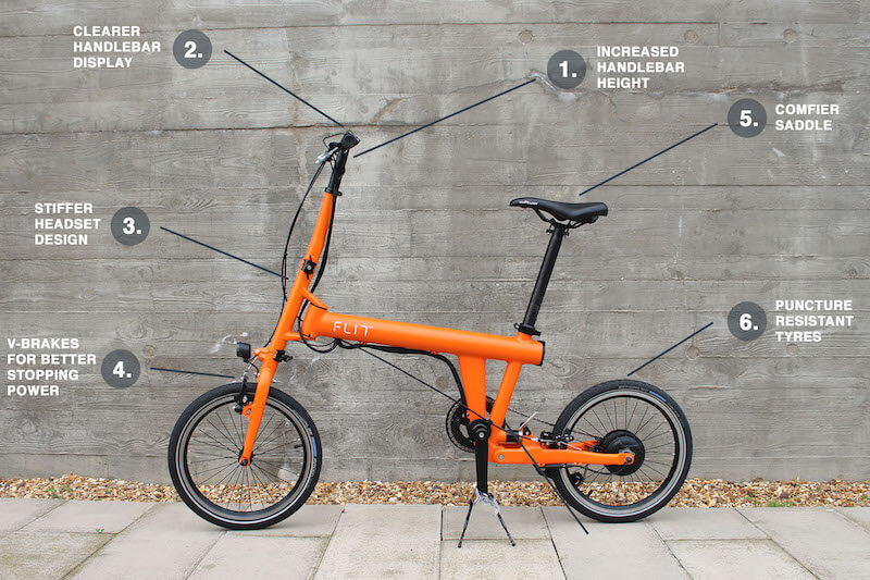 Flit-16 folding bike - changes labelled