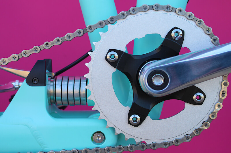 Flit-16 folding ebike suspension, close up
