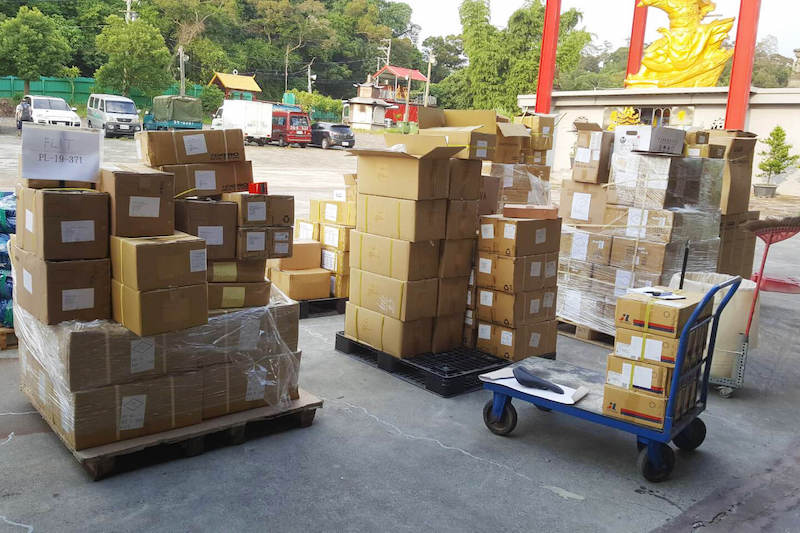 Flit parts boxed up at the warehouse