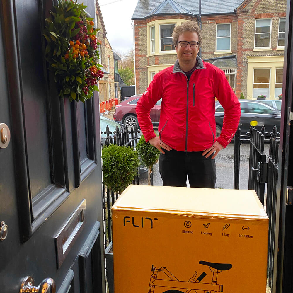 Alex delivering bikes in Cambridge