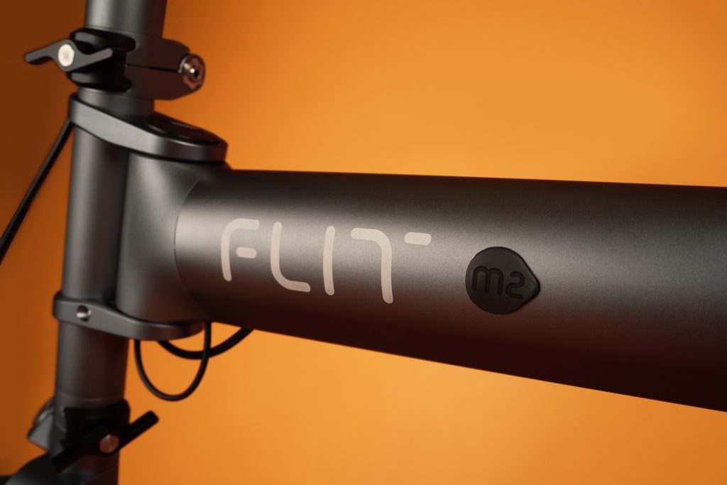 Close up of the M2 top tube highlighting the anodised finish